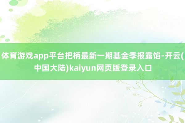 体育游戏app平台把柄最新一期基金季报露馅-开云(中国大陆)kaiyun网页版登录入口