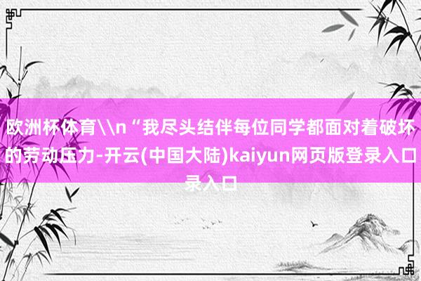 欧洲杯体育\n“我尽头结伴每位同学都面对着破坏的劳动压力-开云(中国大陆)kaiyun网页版登录入口